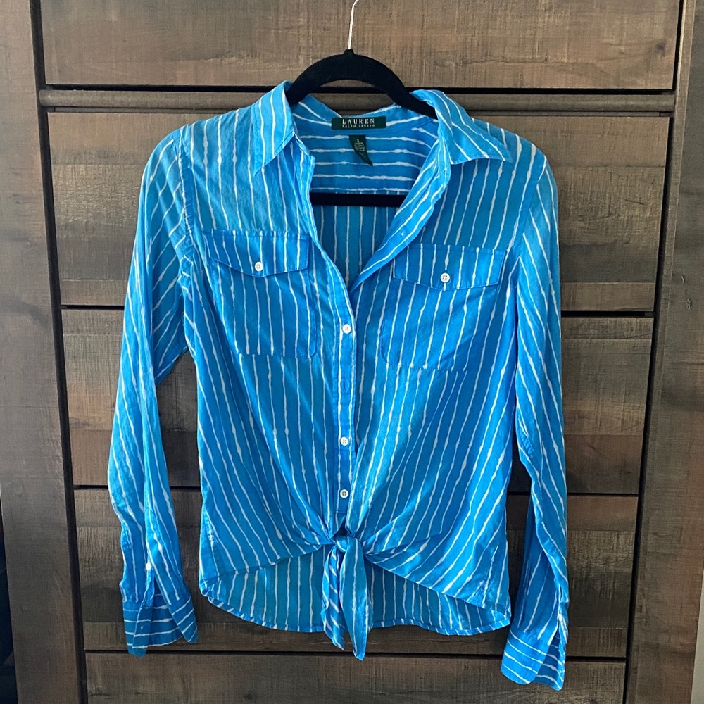 Ralph Lauren blue and white striped top